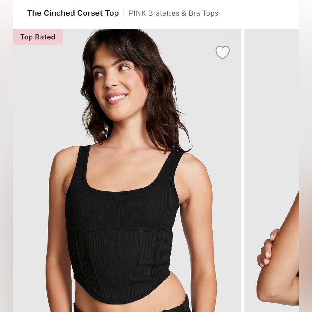 Black Cinched Corset Top PINK
